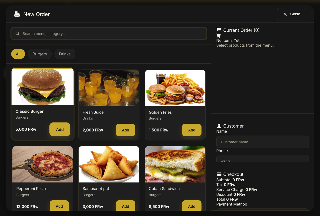 SADA point of sale capturing a sale